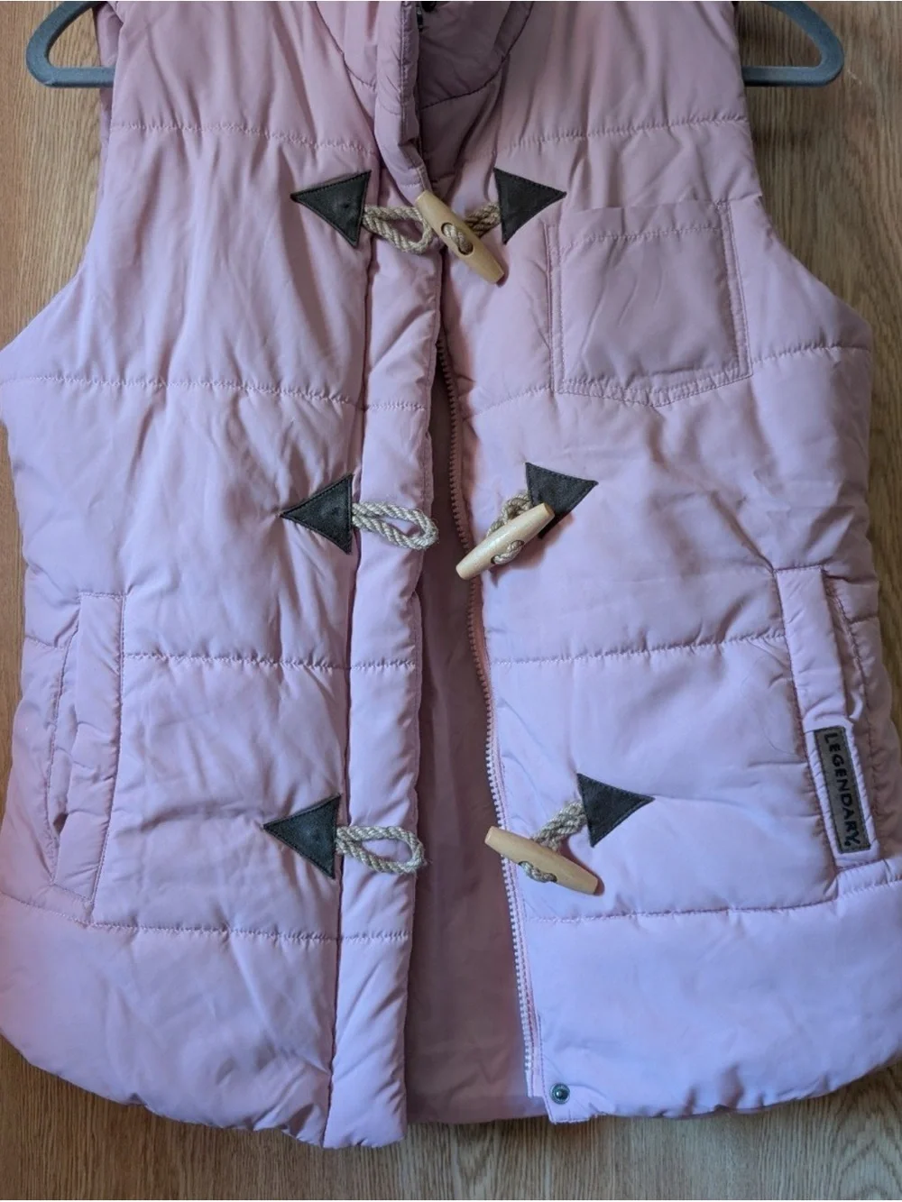 Light Pink Quilted Kids Vest with Toggle Closures